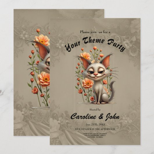 The mischievous cat kaart (Voorkant / Achterkant)