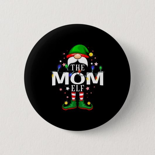 The Mom Elf Christmas Family Pajama Party  Ronde Button 5,7 Cm (Voorkant)