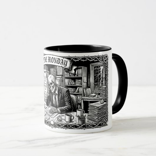 The monday Tarot Card | Funny Corporate Skeleton Mok (Voorkant rechts)