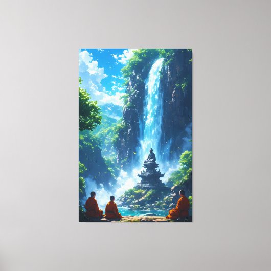 The Monks' Tranquil Ascent Canvas Afdruk (Voorkant)