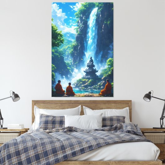 The Monks' Tranquil Ascent Canvas Afdruk (Insitu (Slaapkamer))