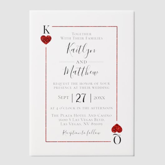 The Monogram Playing Card Wedding Collection Vellum Uitnodigingen (Voorkant)