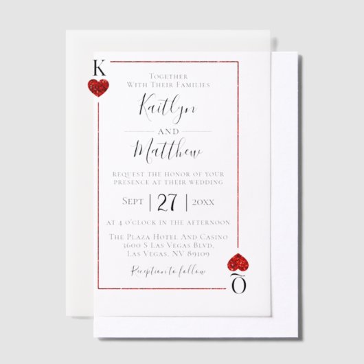 The Monogram Playing Card Wedding Collection Vellum Uitnodigingen (Offset)