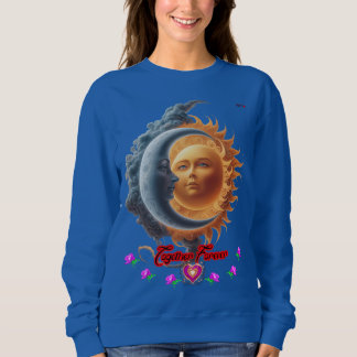 The Moon and the Sun together on a Blue Navy Trui
