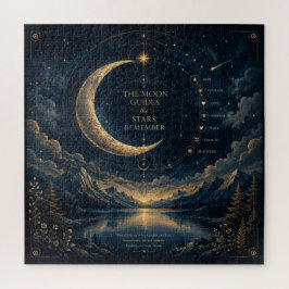 The Moon Guides | Hemel maan- en sterren kunst Sqr Legpuzzel