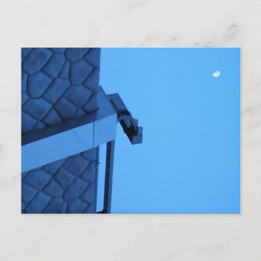 The moon hangs above the breakwater. briefkaart (Voorkant)