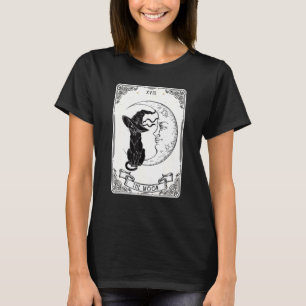 The Moon Tarot Kaart Spooky Black Cat Witch Cresce T-shirt