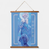 'The Moon' van Mucha, Dream Blue Wall Tapestry Hangend Wandkleed (Voorkant)