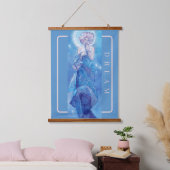 'The Moon' van Mucha, Dream Blue Wall Tapestry Hangend Wandkleed (Slaapkamer)