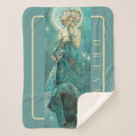 'The Moon' van Mucha, Dream Green Sherpa Blanket Sherpa Deken