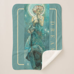'The Moon' van Mucha, Dream Green Sherpa Blanket Sherpa Deken