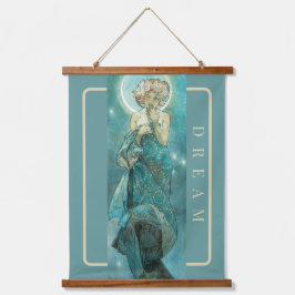 'The Moon' van Mucha, Dream Green Wall Tapestry Hangend Wandkleed