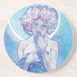 "The Moon" van Mucha, Onderzetter met blauwe zands