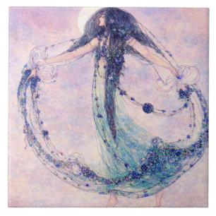The Moonchild Retro Art Nouveau van Jessie M King Tegeltje