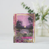 The Moonlit Pond Mixed Media Collage Briefkaart (Staand voorkant)