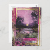 The Moonlit Pond Mixed Media Collage Briefkaart (Voorkant / Achterkant)