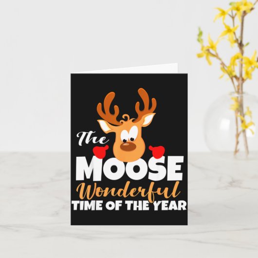 The Moose Wonderful Time Of The Year Funny Christm Kaart (Gele Bloem)