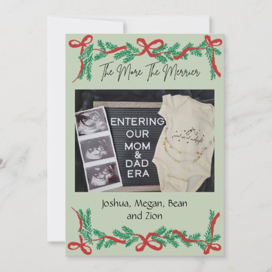 The More The Merrier Baby Announcement Christmas C Feestdagenkaart (Voorkant)