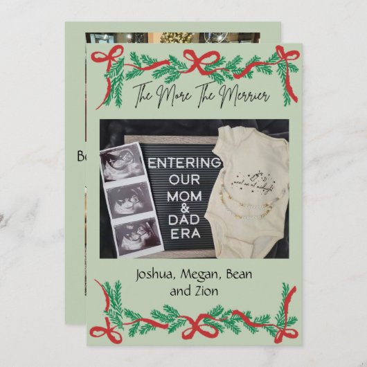 The More The Merrier Baby Announcement Christmas C Feestdagenkaart (Voorkant / Achterkant)
