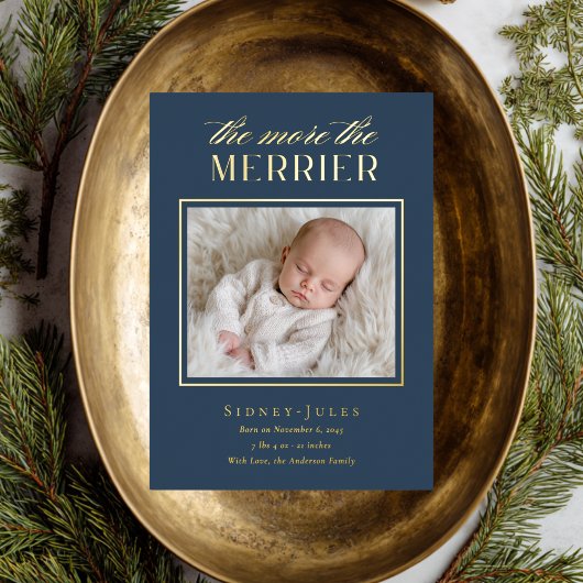 The More The Merrier Blue New Baby Birth Folie Feestdagenkaart