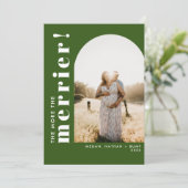 The More the Merrier Zwangerschapsboog Groen Foto Feestdagenkaart (Staand voorkant)