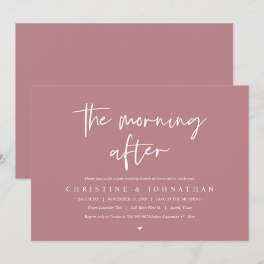 The Morning After, post bruiloft brunch viering Kaart (Voorkant / Achterkant)