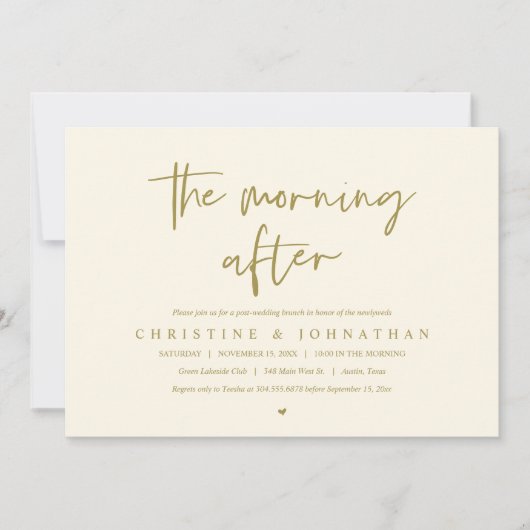The Morning After, post bruiloft brunch viering Kaart (Voorkant)