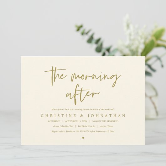 The Morning After, post bruiloft brunch viering Kaart (Staand voorkant)