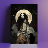 The Morrigan Goddess with Raven Dark Art Nouveau Briefkaart