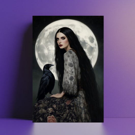 The Morrigan Goddess with Raven Dark Gothic Art Briefkaart