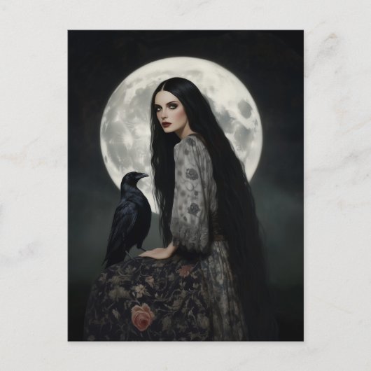 The Morrigan Goddess with Raven Dark Gothic Art Briefkaart (Voorkant)