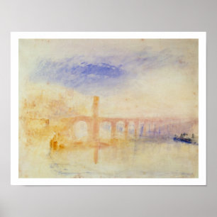 The Moselle Bridge, Coblenz, c.1842 (m/c en grafis Poster