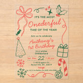 The Most Onederful Time Of The Year 1st Birthday Acryl Uitnodigingen (Voorkant)