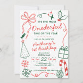 The Most Onederful Time Of The Year 1st Birthday Kaart (Voorkant)