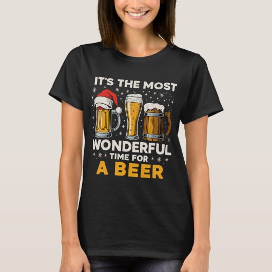 The Most Wonderful Time For A Beer Print: Festive  T-shirt (Voorkant)