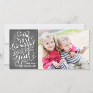 The Most Wonderful Time Hand Lettered Chalkboard Feestdagenkaart