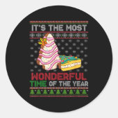The Most Wonderful Time Of The Year Christmas Tree Ronde Sticker (Voorkant)