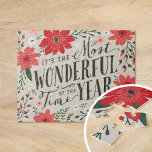 The Most Wonderful Time of Year Holiday Floral Legpuzzel<br><div class="desc">Celebrate the season with Christmas gifts and home decor featuring a modern holiday floral design paired with whimsical typography that joyfully declares, "It's the Most Wonderful Time of the Year." The cheerful arrangement of seasonal flowers and festive colors brings a contemporary yet cozy touch to your holiday decor, perfect for...</div>