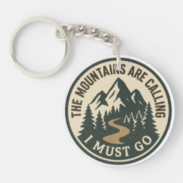 The Mountains Are Calling – Adventure Hiking Badge Sleutelhanger