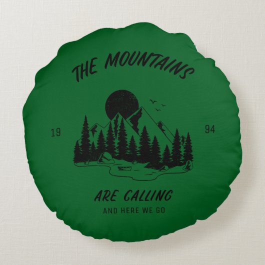 The mountains are calling and here we go rond kussen (Achterkant)