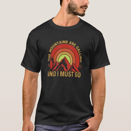 The Mountains are Calling and I Must Go Retro Vint T-shirt (Voorkant)