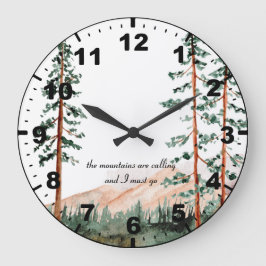 The Mountains Are Calling - Mountains, Fog, Pine Grote Klok