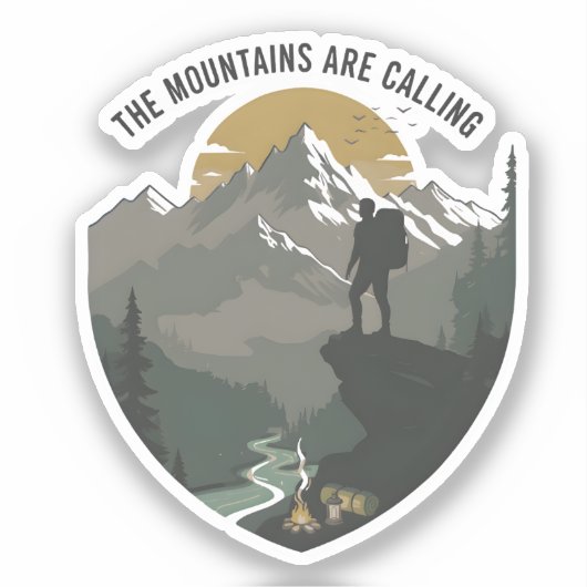 The Mountains Are Calling Sticker (Voorkant)