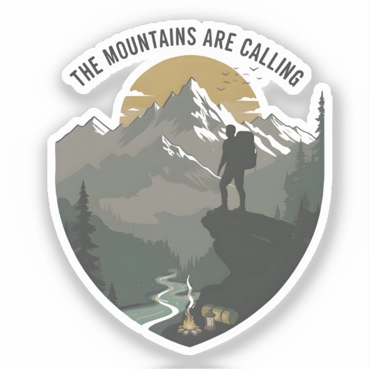 The Mountains Are Calling Sticker (Voorkant)