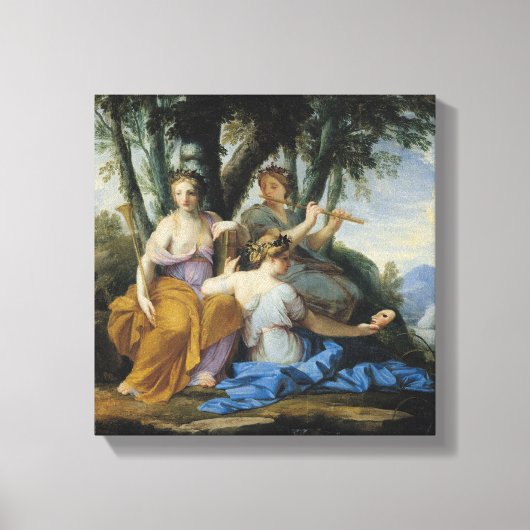 The Muses, Clio, Europe en Thalia, c.1652-55 Canvas Afdruk (Voorkant)