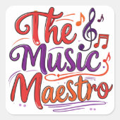 The music maestro vierkante sticker (Voorkant)