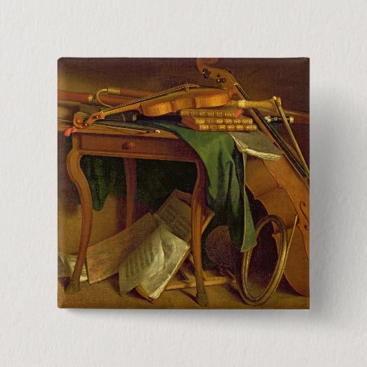 The Musician's Table, c.1760 Vierkante Button 5,1 Cm (Voorkant)