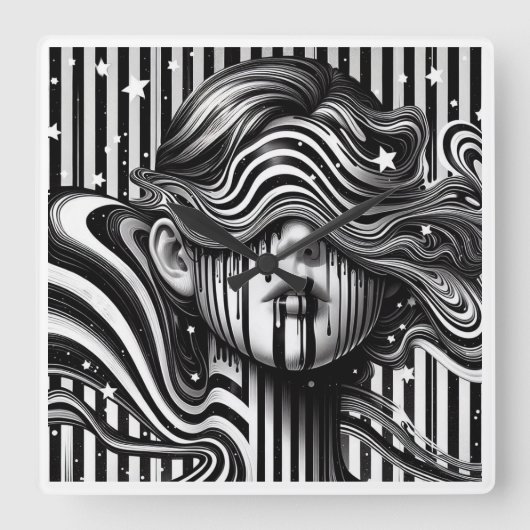 The mystery girl clock vierkante klok (Voorkant)