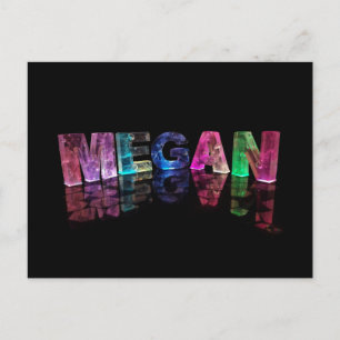The Name Megan in 3D Lights Briefkaart