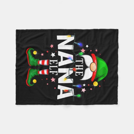 The Nana Elf Christmas Family Pajama Party  Fleece Deken (Voorkant (Horizontaal))